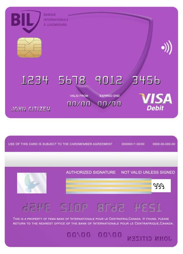 Canada Internationale pour le Centrafrique bank visa card Editable Canada Internationale pour le Centrafrique bank visa card Templates