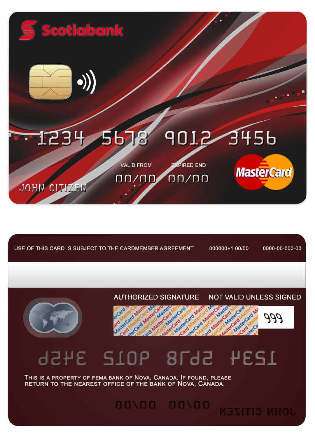 Canada Nova bank mastercard Editable Canada Nova bank mastercard Templates