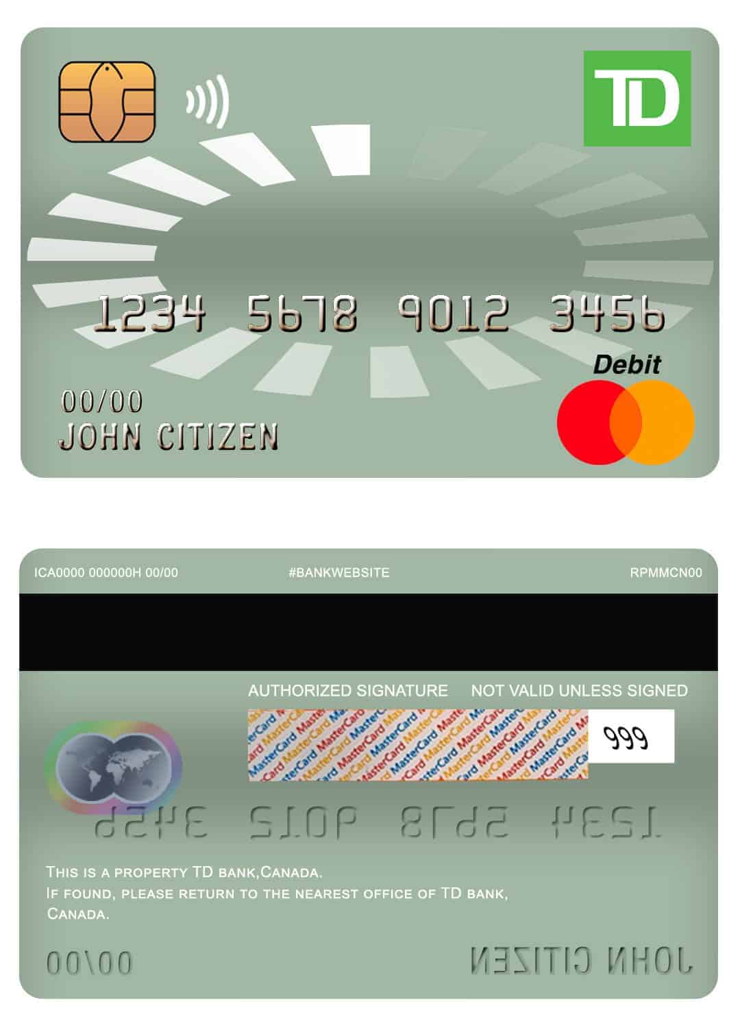 Canada TD bank mastercard debit card Fillable Canada TD bank mastercard debit card Templates