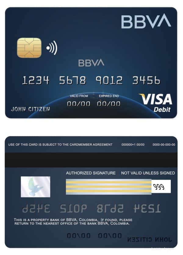 Colombia BBVA bank visa debit card Fillable Colombia BBVA bank visa debit card Templates