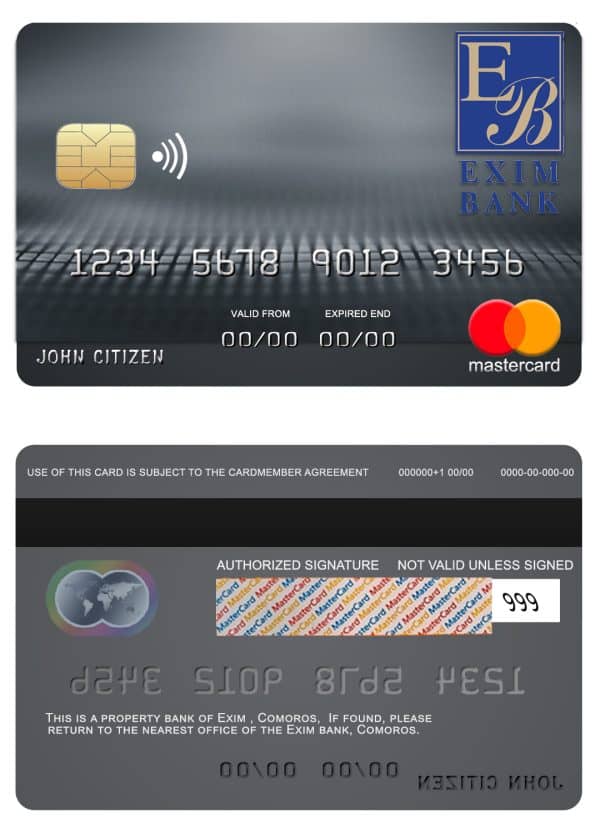Comoros Exim bank mastercard credit card fillable Comoros Exim bank mastercard credit card Templates