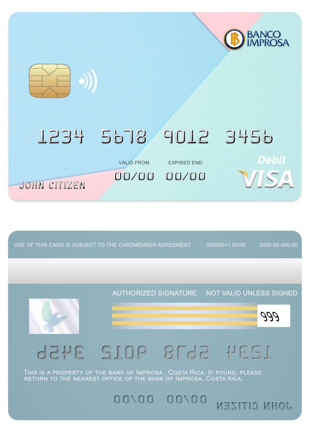 Costa Rica Improsa bank visa credit card Editable Costa Rica Improsa bank visa credit card Templates