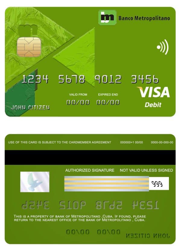 Cuba Metropolitan bank visa credit card Editable Cuba Metropolitan bank visa credit card Templates