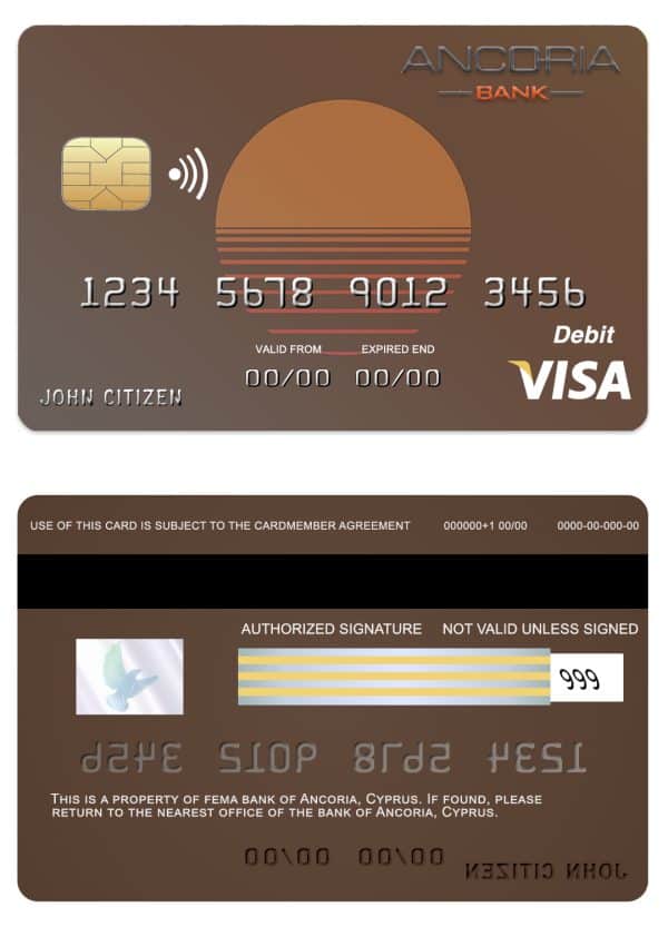 Cyprus Ancoria bank visa credit card Editable Cyprus Ancoria bank visa credit card Templates