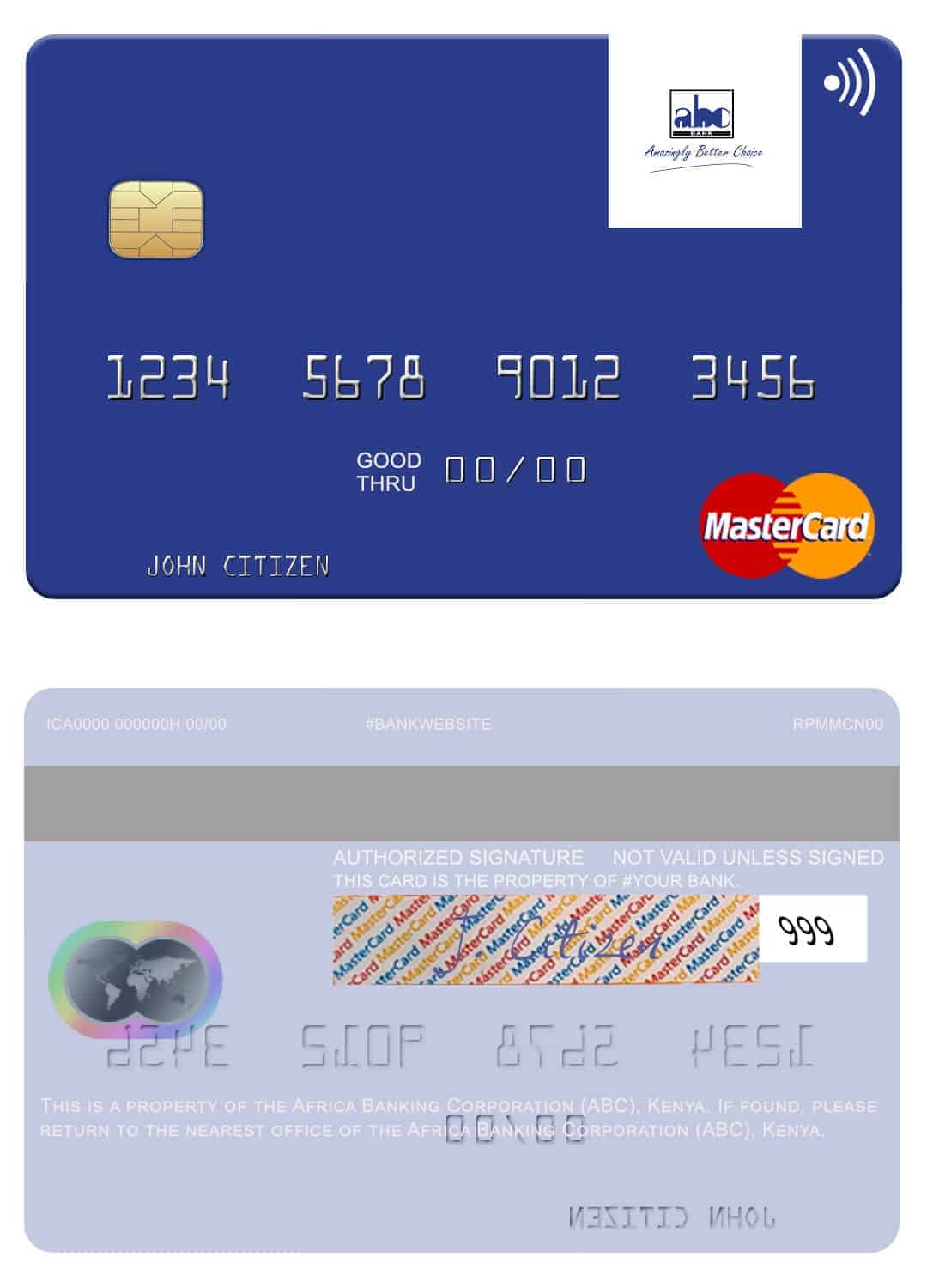 Editable Africa Banking Corporation (ABC) Kenya mastercard Templates Editable Africa Banking Corporation (ABC) Kenya mastercard Templates