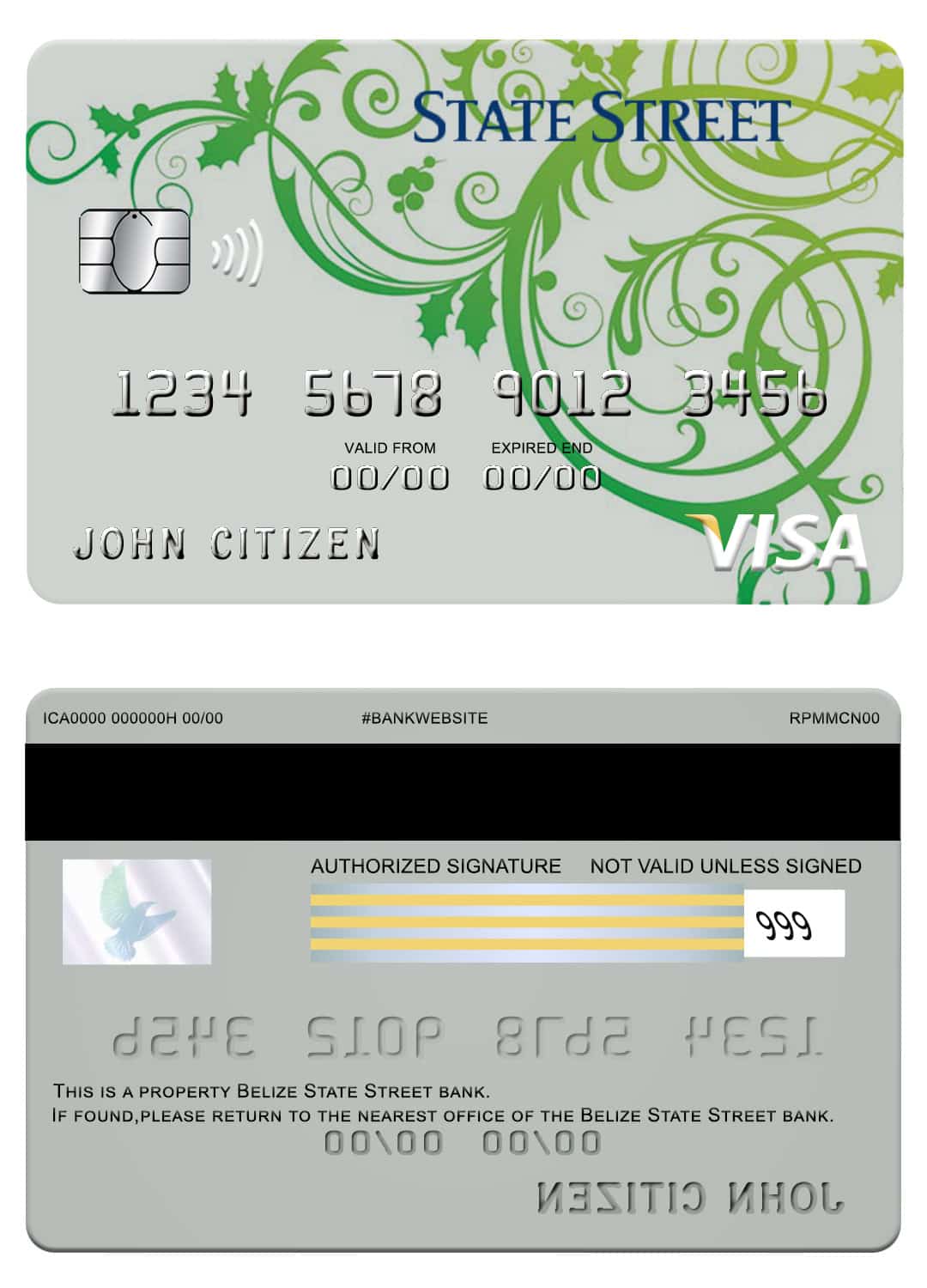 Editable Belize State street bank visa card Templates Editable Belize State street bank visa card Templates