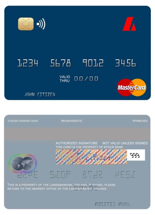 Editable Iceland Landsbankinn mastercard Templates Editable Iceland Landsbankinn mastercard Templates