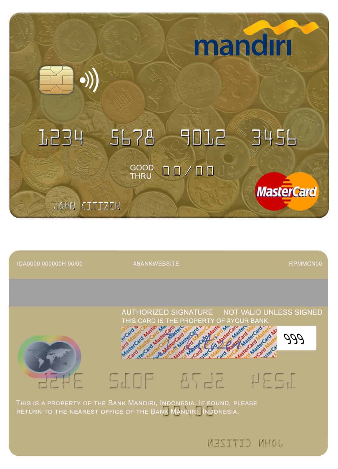 Editable Indonesia Bank Mandiri mastercard Templates Editable Indonesia Bank Mandiri mastercard Templates