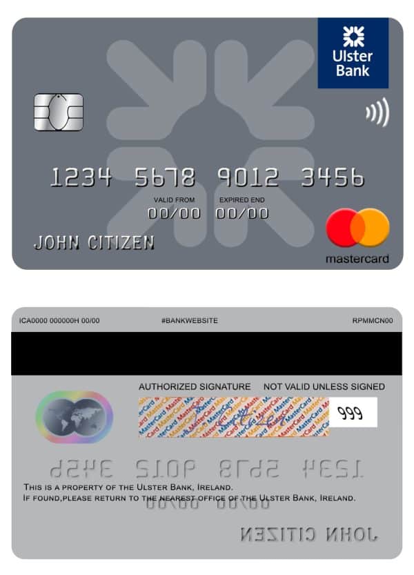 Editable Ireland Ulster Bank Ireland mastercard Templates Editable Ireland Ulster Bank Ireland mastercard Templates