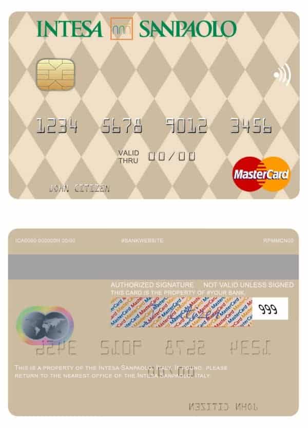 Editable Italy Intesa Sanpaolo mastercard Templates Editable Italy Intesa Sanpaolo mastercard Templates