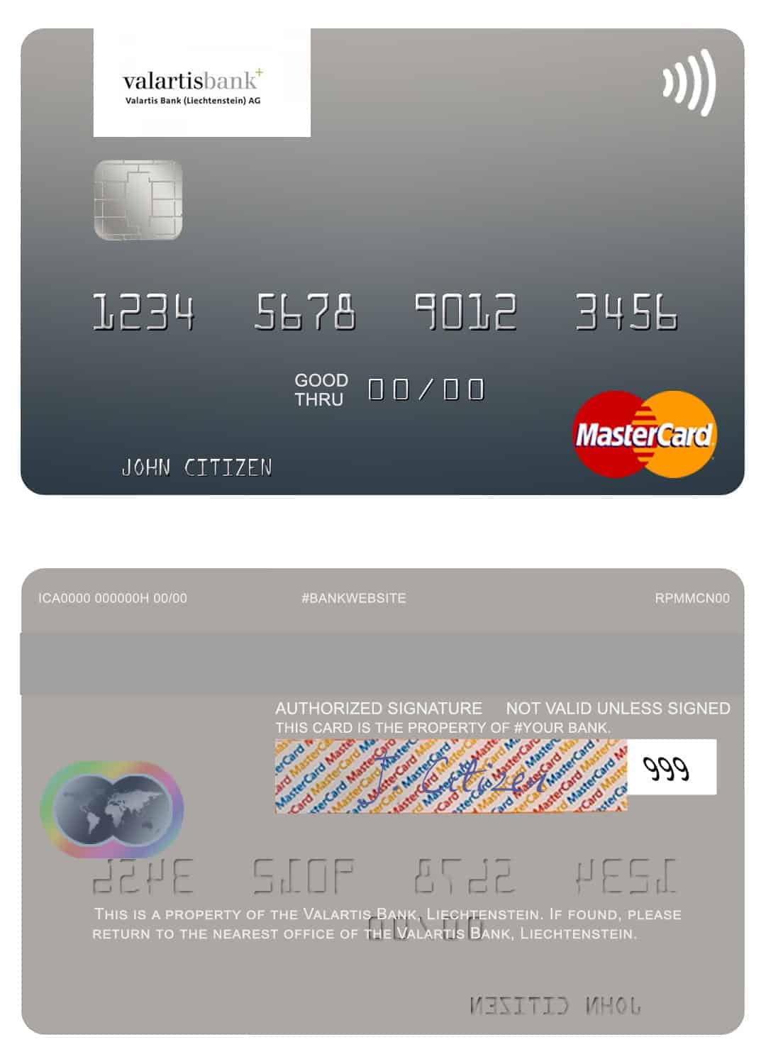 Editable Liechtenstein Valartis Bank mastercard Templates Editable Liechtenstein Valartis Bank mastercard Templates