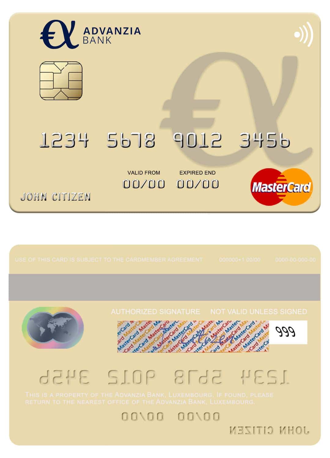 Editable Luxembourg Advanzia Bank mastercard credit card Templates Editable Luxembourg Advanzia Bank mastercard credit card Templates