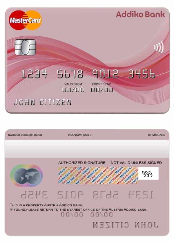 Fillable Austria Addiko bank mastercard Templates