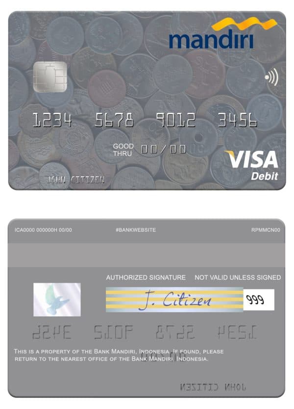 Fillable Indonesia Bank Mandiri visa card Templates