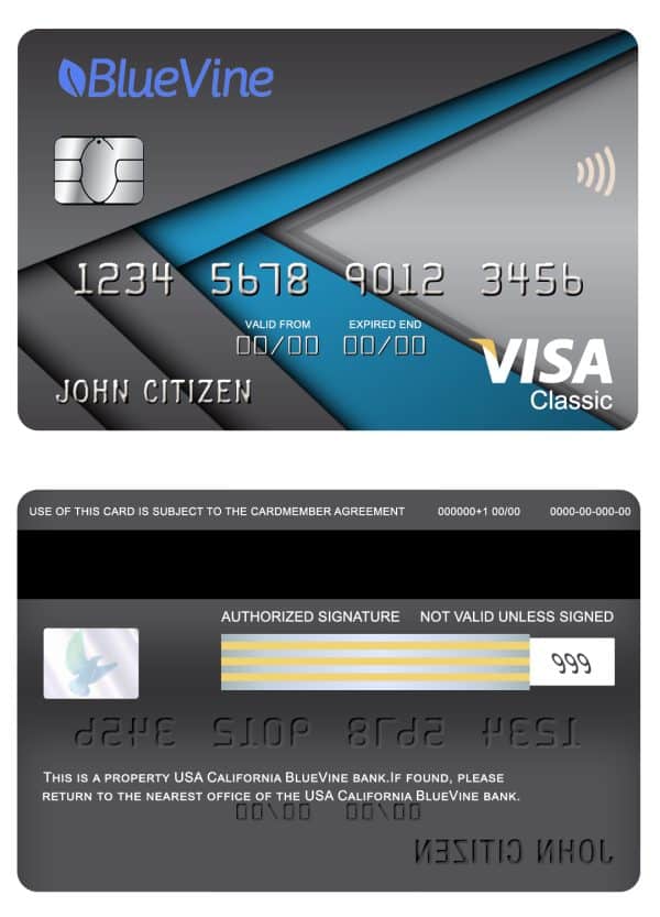 Fillable USA California BlueVine bank visa classic card Templates Fillable USA California BlueVine bank visa classic card Templates