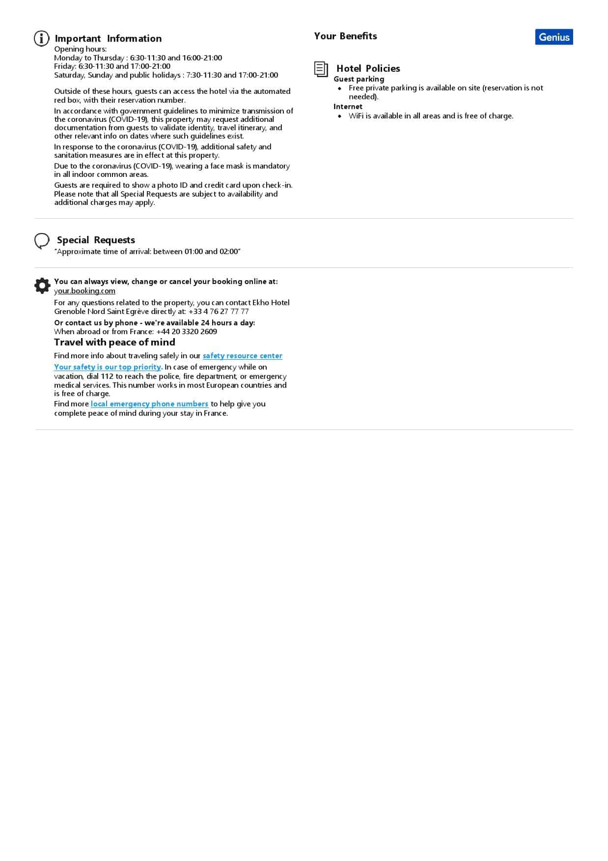France hotel booking confirmation Word and PDF template, 2 pages France hotel booking confirmation Word and PDF template, 2 pages