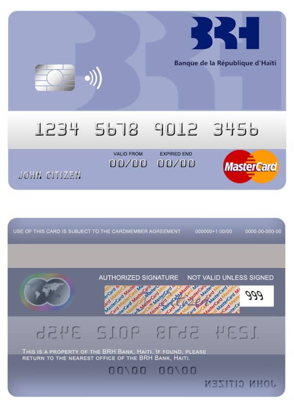 Haiti BRH bank mastercard Editable Haiti BRH bank mastercard Templates