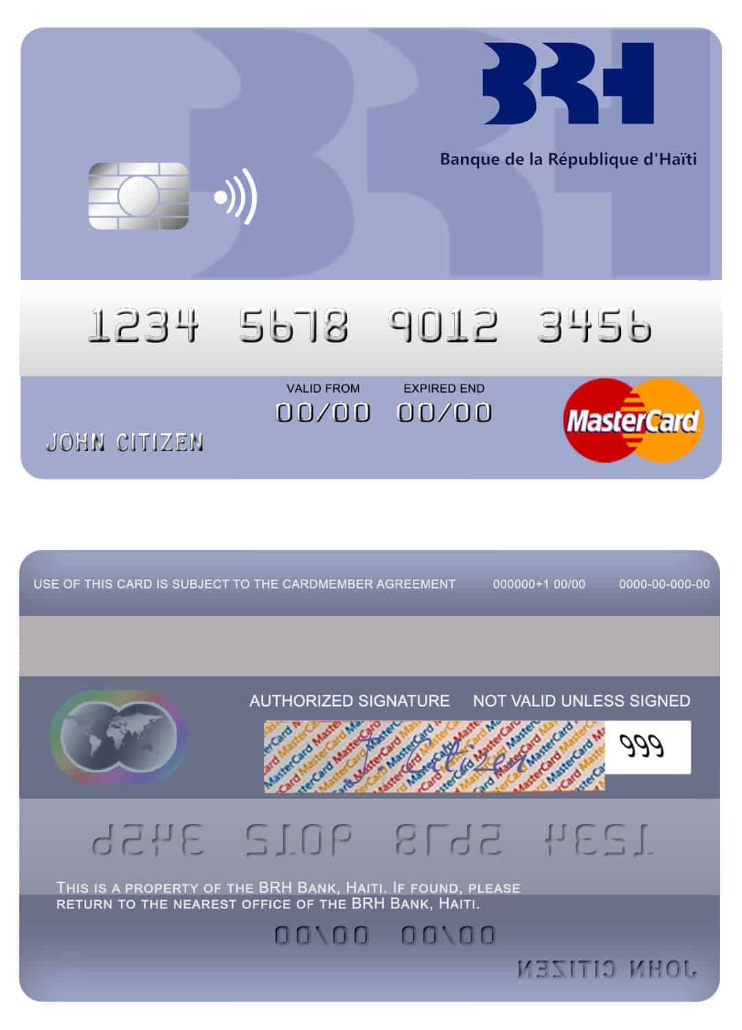Haiti BRH bank mastercard Editable Haiti BRH bank mastercard Templates