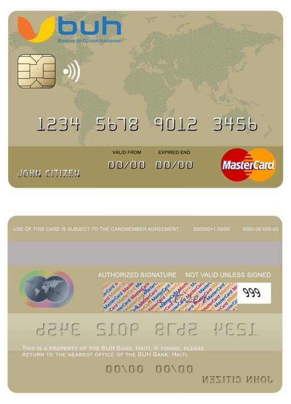 Haiti BUH Bank mastercard credit card Editable Haiti BUH Bank mastercard credit card Templates