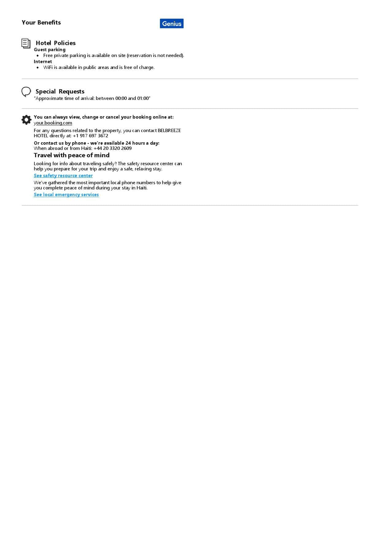 Haiti hotel booking confirmation Word and PDF template, 2 pages Haiti hotel booking confirmation Word and PDF template, 2 pages