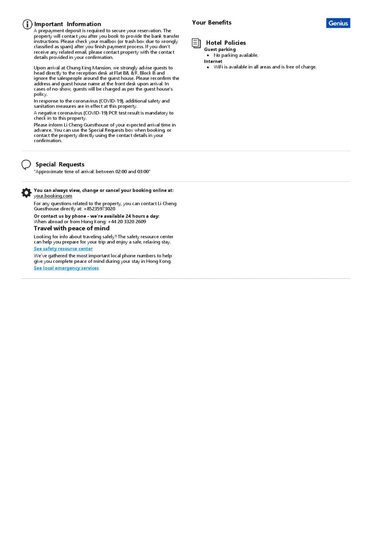 Hong Kong hotel booking confirmation Word and PDF template, 2 pages Hong Kong hotel booking confirmation Word and PDF template, 2 pages