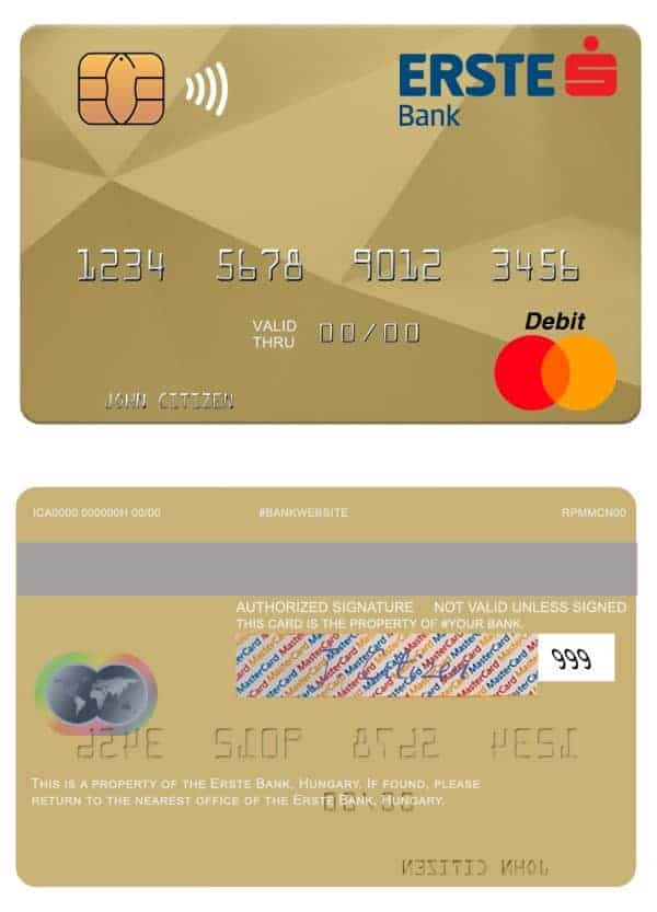 Hungary Erste Bank mastercard Fillable Hungary Erste Bank mastercard Templates
