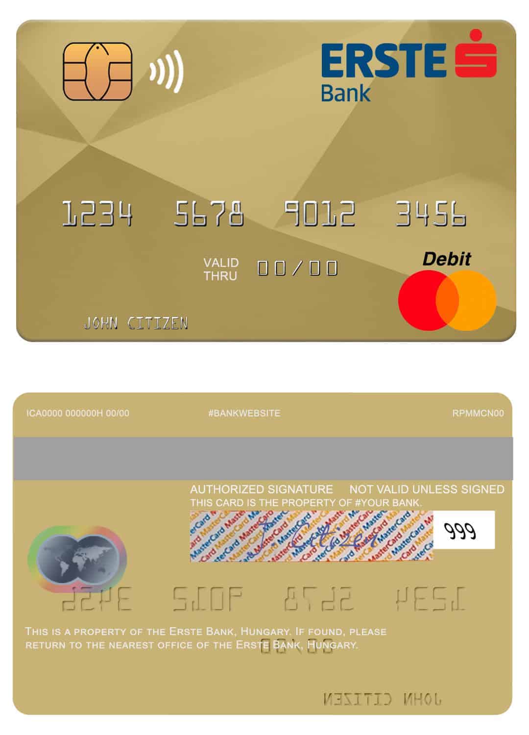 Hungary Erste Bank mastercard Fillable Hungary Erste Bank mastercard Templates