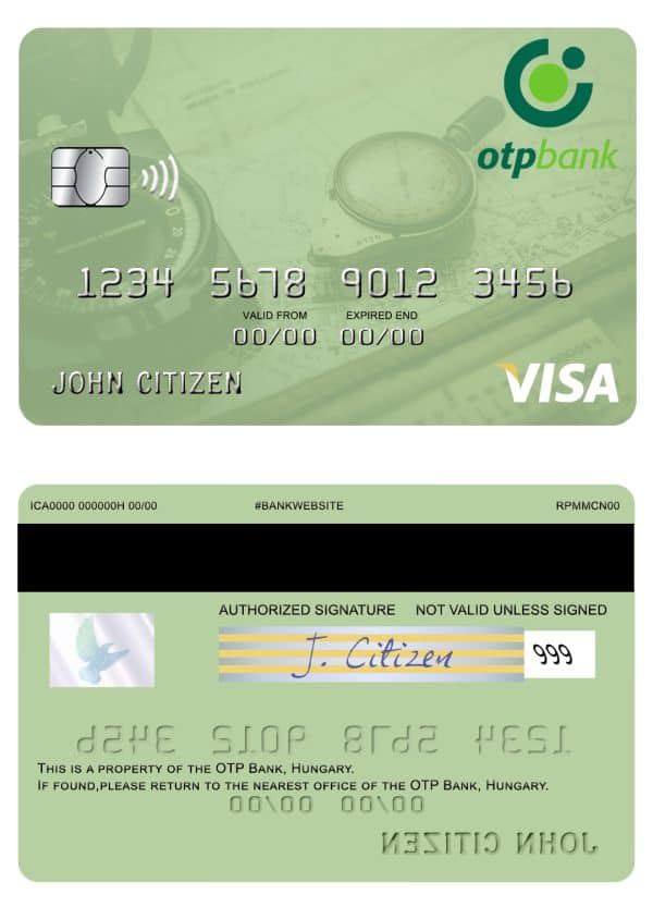 Hungary OTP Bank visa card Editable Hungary OTP Bank visa card Template