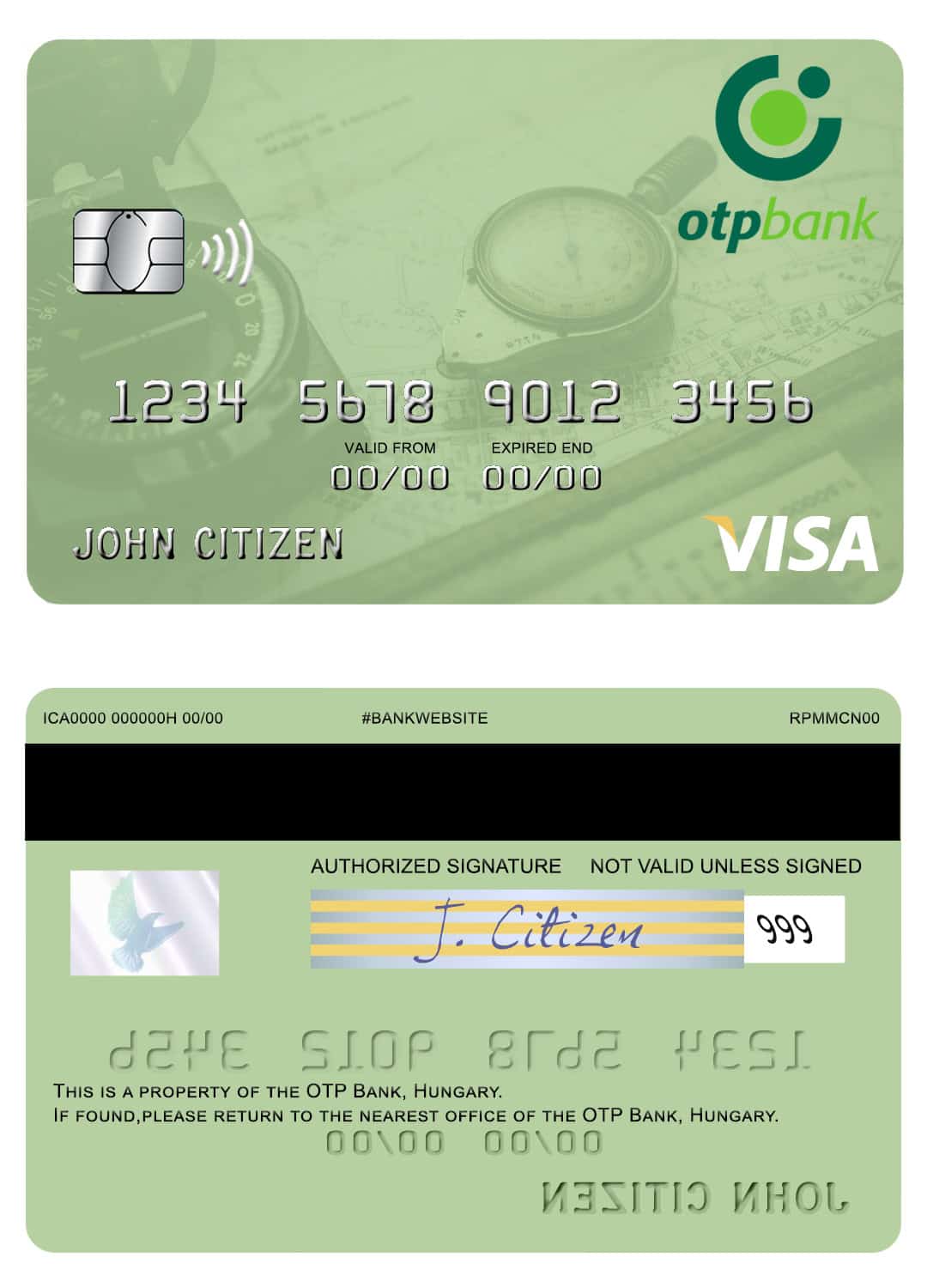 Hungary OTP Bank visa card Editable Hungary OTP Bank visa card Template