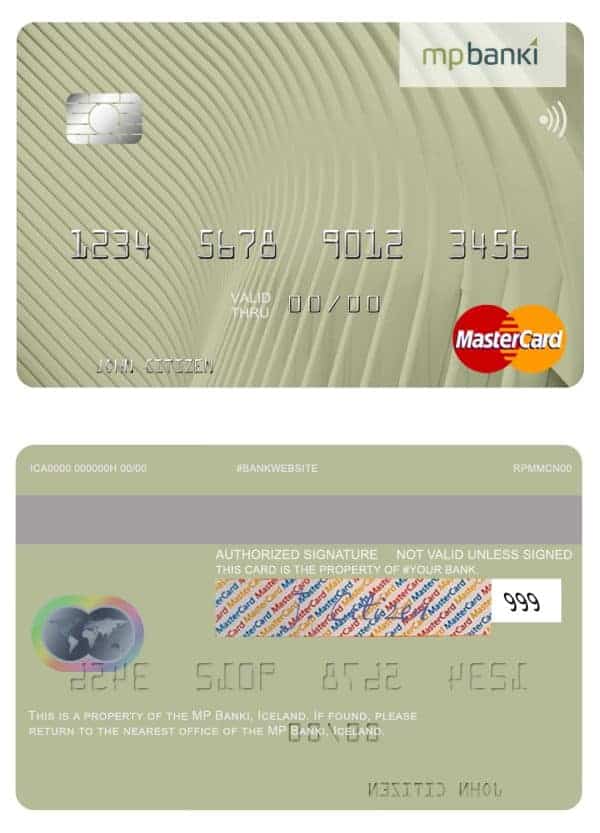 Iceland MP Banki mastercard Editable Iceland MP Banki mastercard Templates