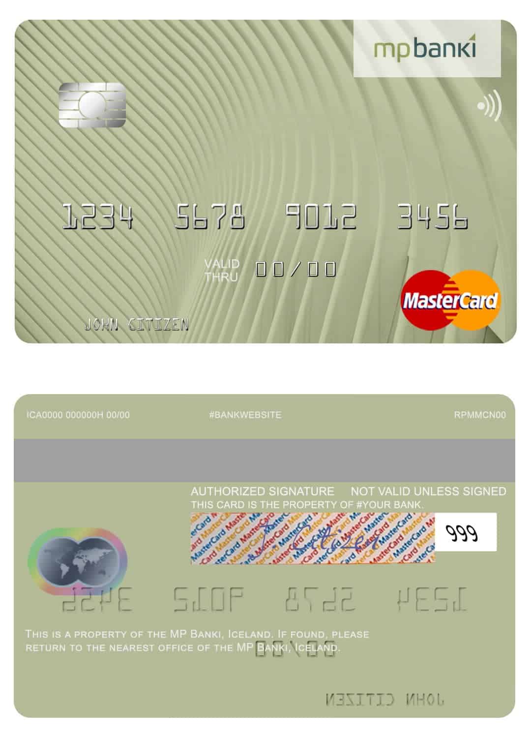 Iceland MP Banki mastercard Editable Iceland MP Banki mastercard Templates