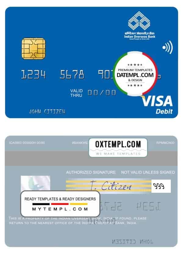 India Indian Overseas Bank visa card Fillable India Indian Overseas Bank visa card Templates
