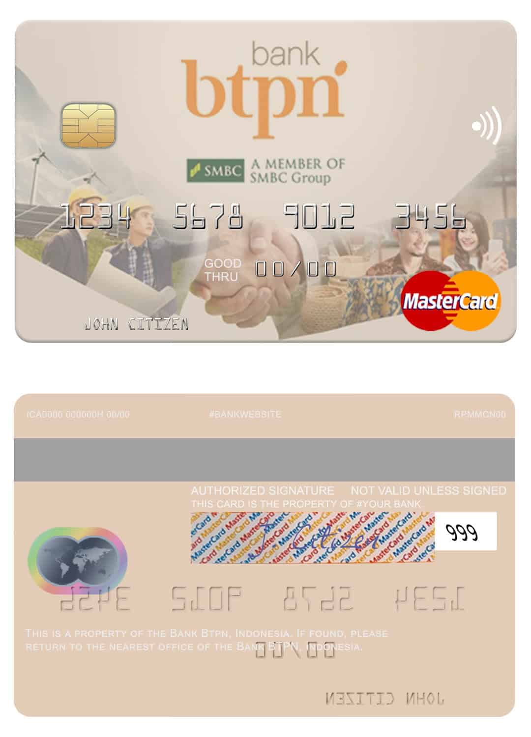 Indonesia Bank BTPN mastercard Editable Indonesia Bank BTPN mastercard Templates