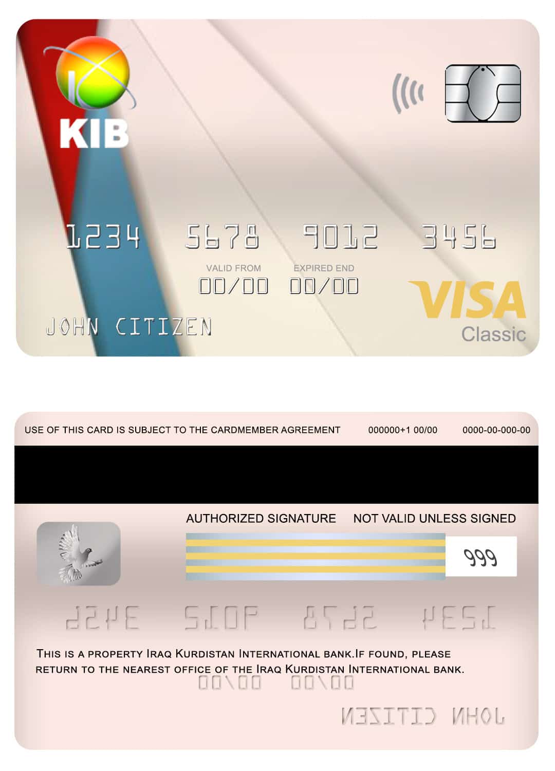 Iraq Kurdistan International bank visa classic card Editable Iraq Kurdistan International bank visa classic card Templates