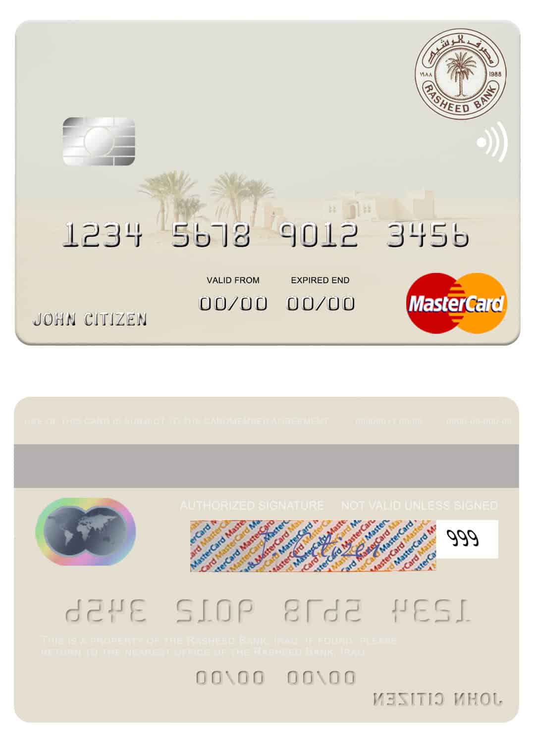 Iraq Rasheed Bank mastercard Editable Iraq Rasheed Bank mastercard Templates