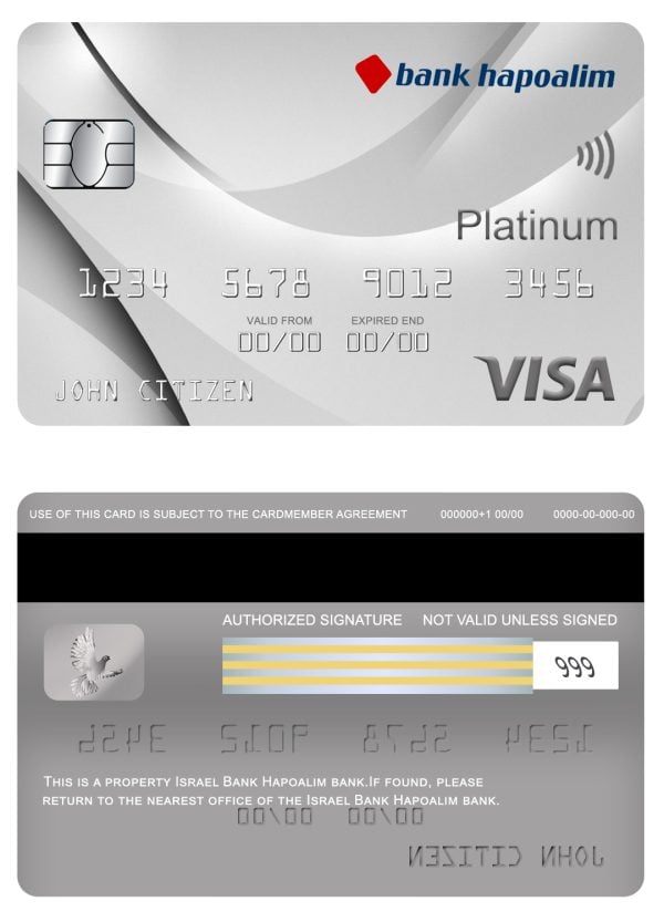 Fillable Israel Bank Hapoalim visa platinum card Templates