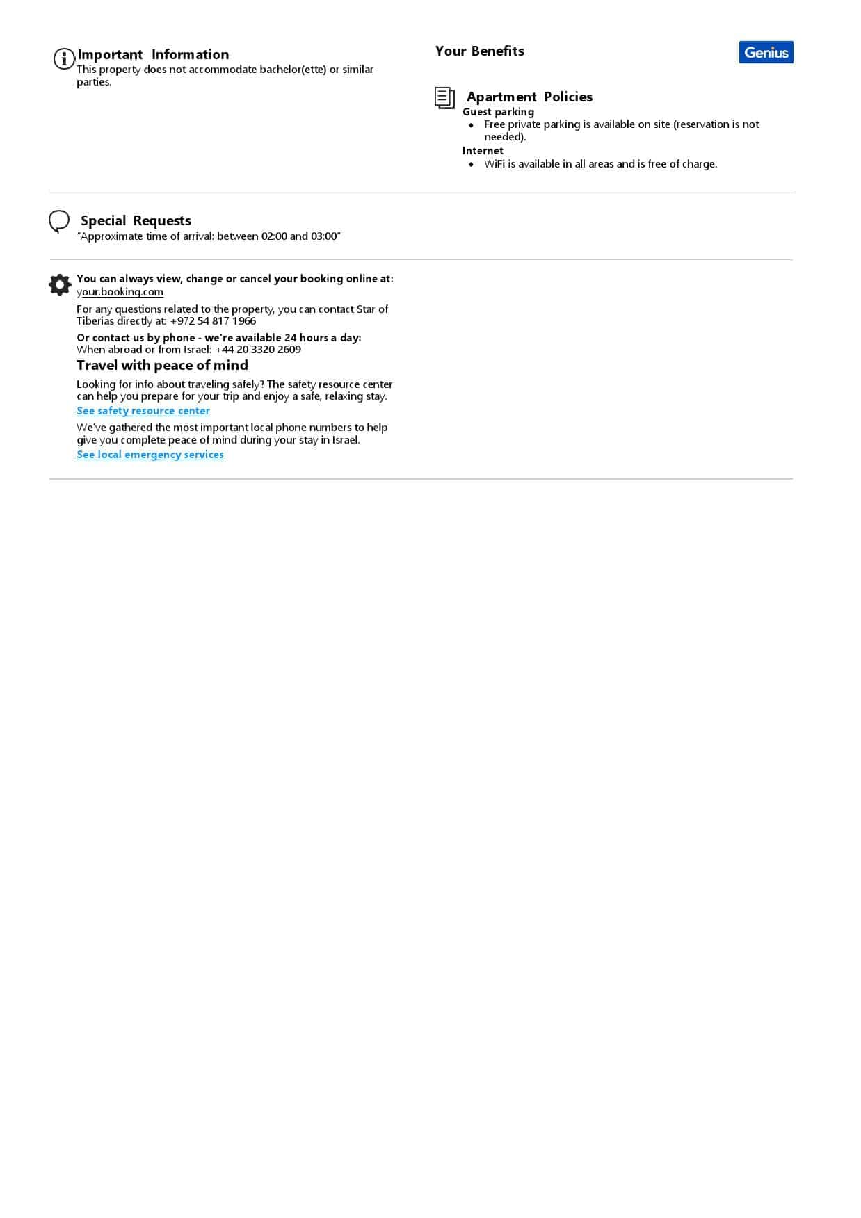 Israel hotel booking confirmation Word and PDF template, 2 pages Israel hotel booking confirmation Word and PDF template, 2 pages