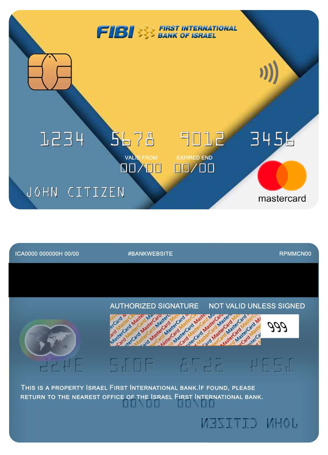 Israel First International bank mastercard Editable Israel First International bank mastercard Templates