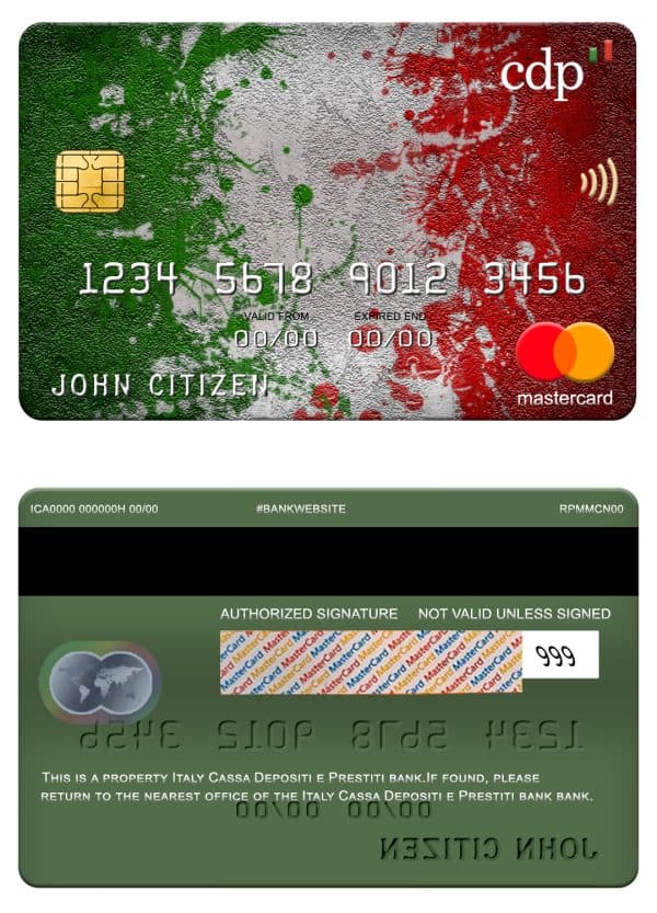 Fillable Italy Cassa Depositi e Prestiti bank mastercard Template