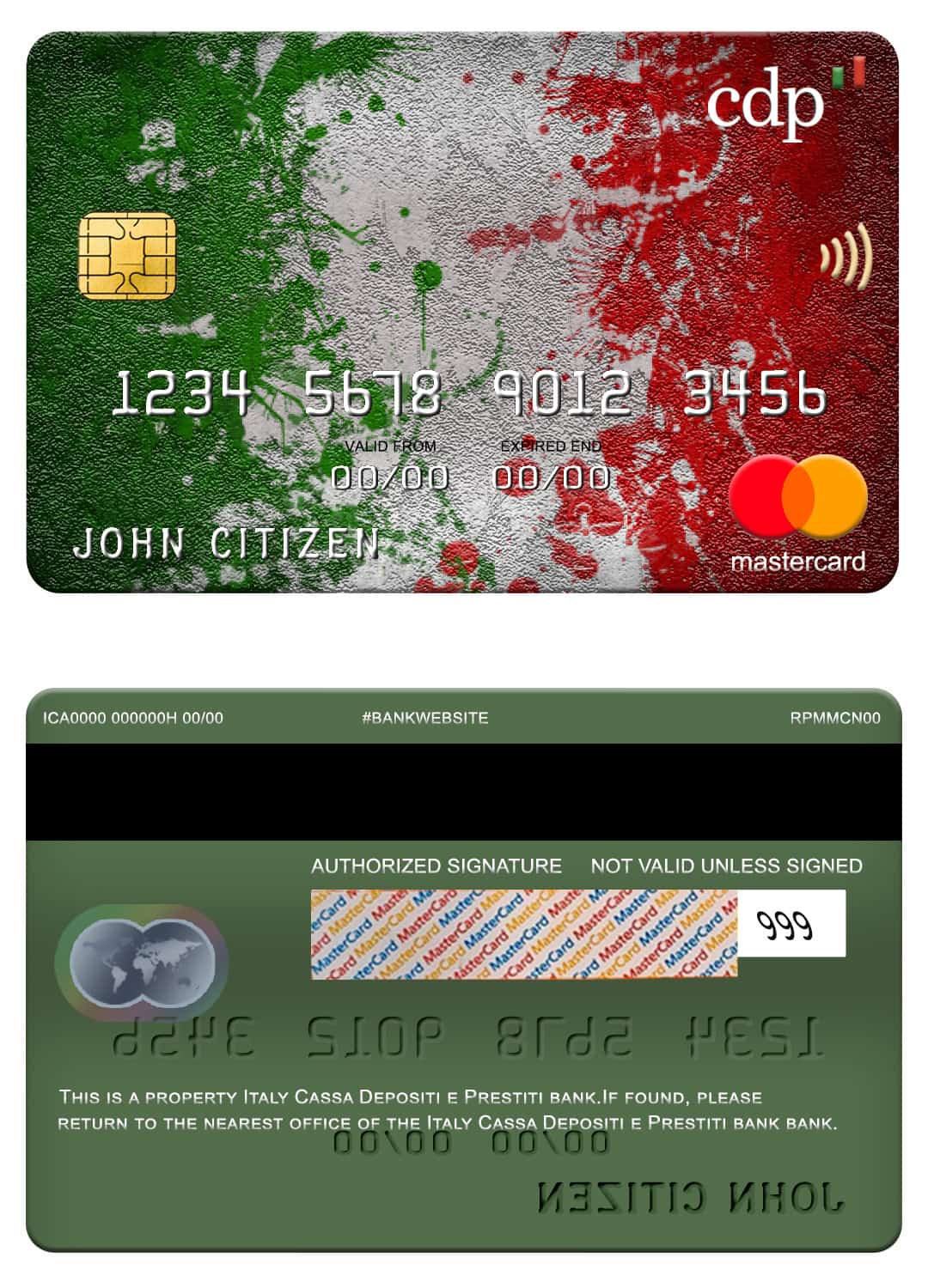 Italy Cassa Depositi e Prestiti bank mastercard Fillable Italy Cassa Depositi e Prestiti bank mastercard Template