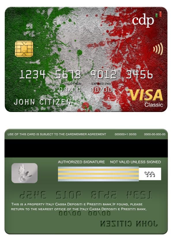 Italy Cassa Depositi e Prestiti bank visa classic card Editable Italy Cassa Depositi e Prestiti bank visa classic card Templates