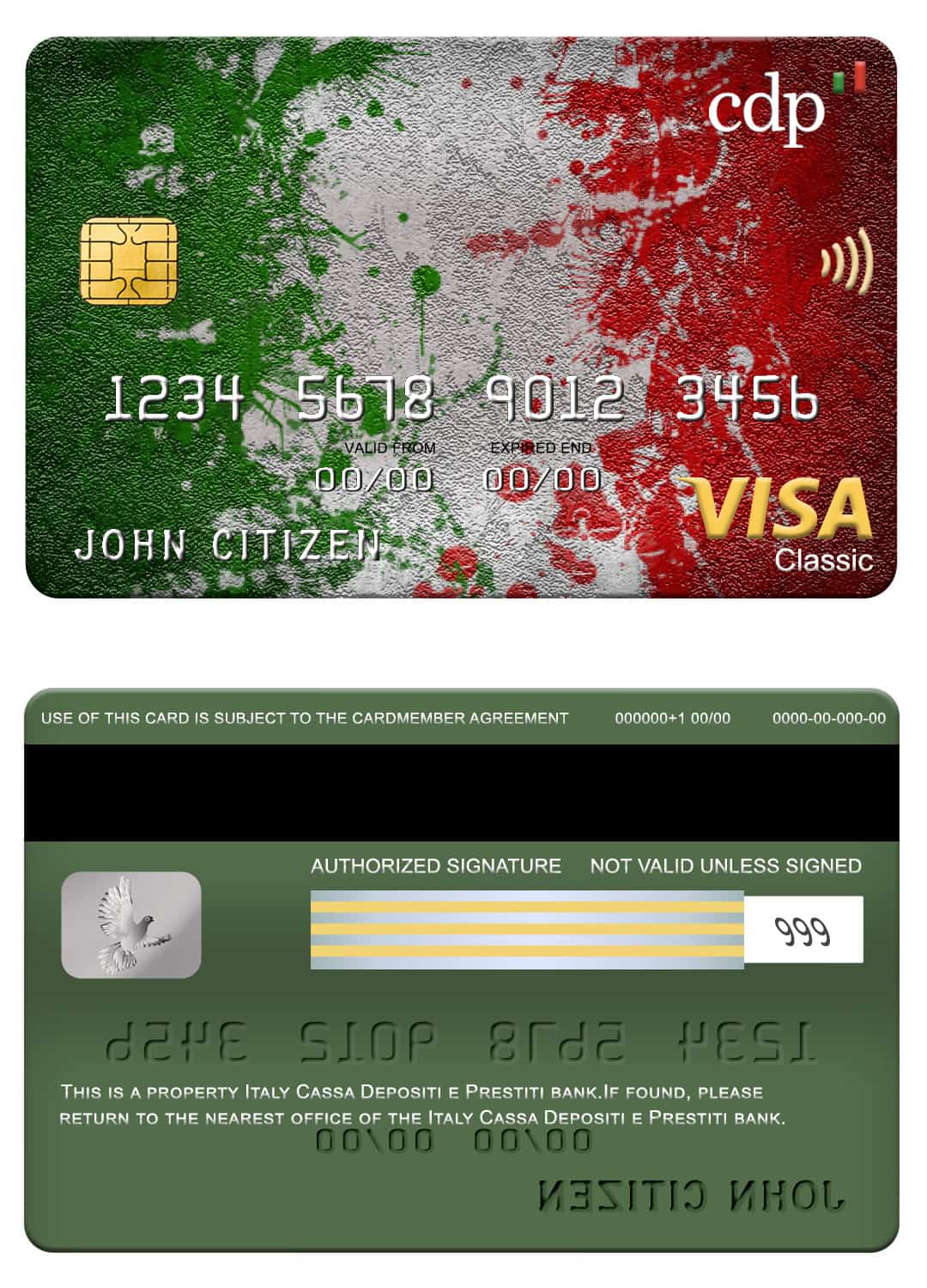 Italy Cassa Depositi e Prestiti bank visa classic card Editable Italy Cassa Depositi e Prestiti bank visa classic card Templates