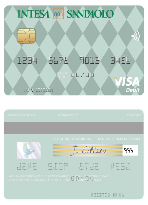 Italy Intesa Sanpaolo visa card Fillable Italy Intesa Sanpaolo visa card Templates