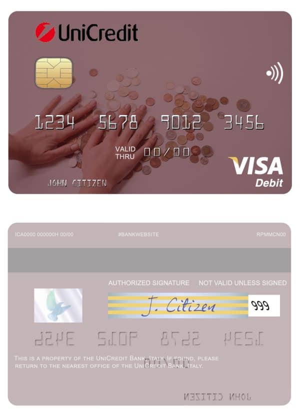 Italy UniCredit Bank visa card Fillable Italy UniCredit Bank visa card Templates