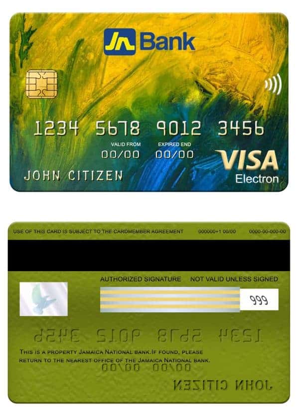 Jamaica National bank visa electron card Editable Jamaica National bank visa electron card Templates