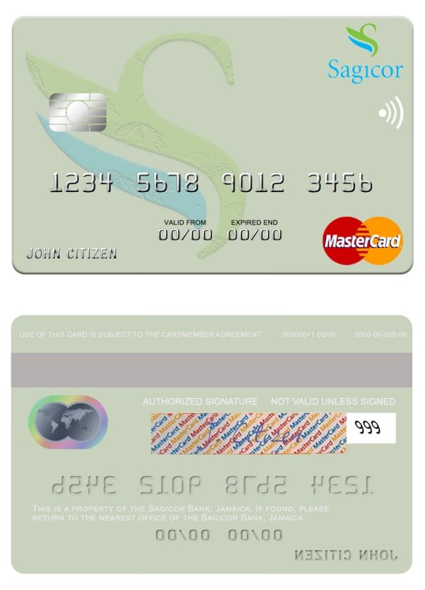 Jamaica Sagicor Bank mastercard Editable Jamaica Sagicor Bank mastercard Templates
