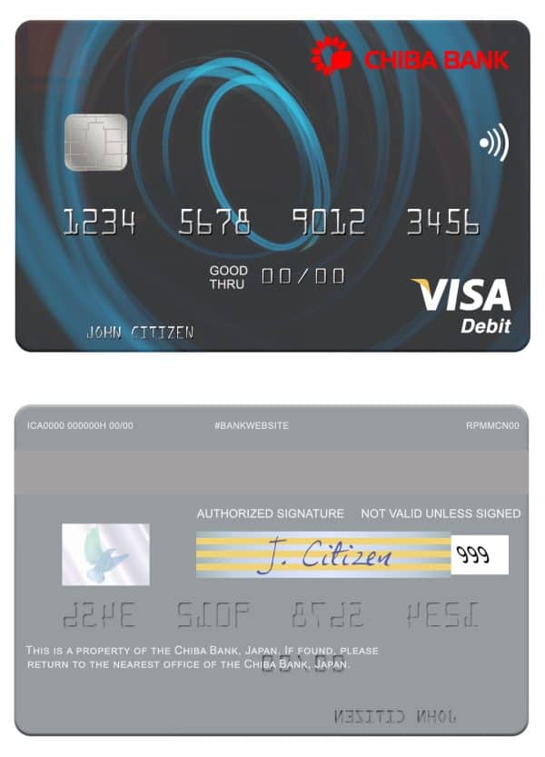 Japan Chiba Bank visa card Editable Japan Chiba Bank visa card Templates