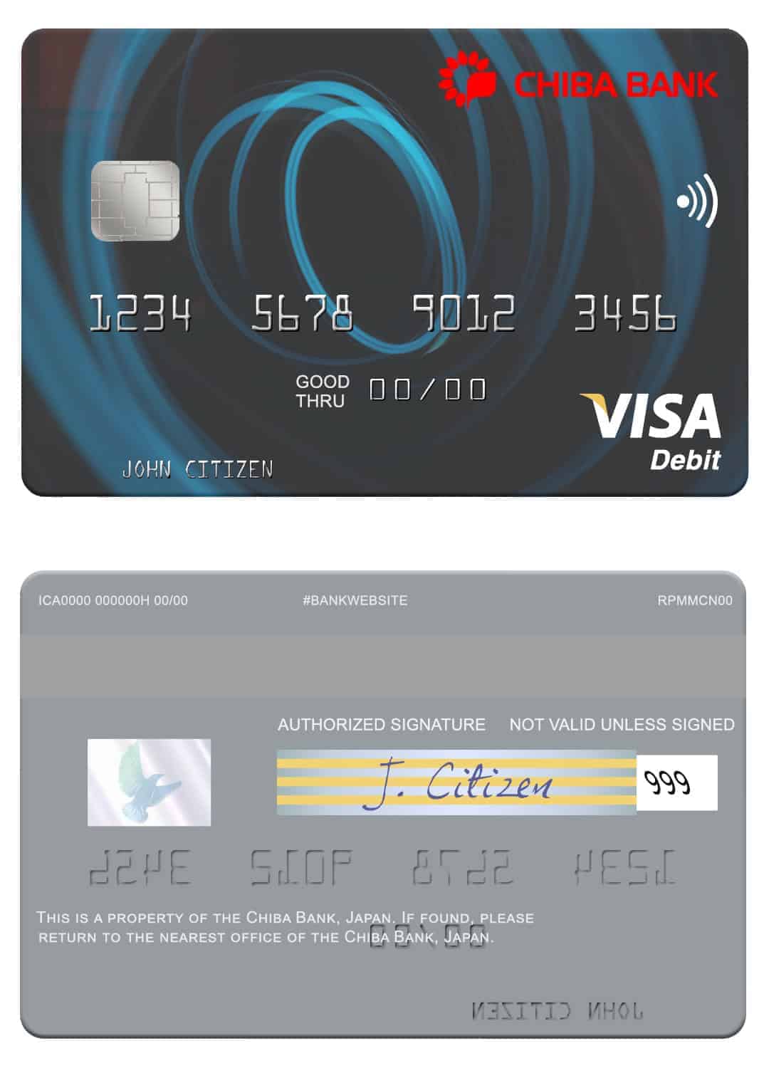 Japan Chiba Bank visa card Editable Japan Chiba Bank visa card Templates