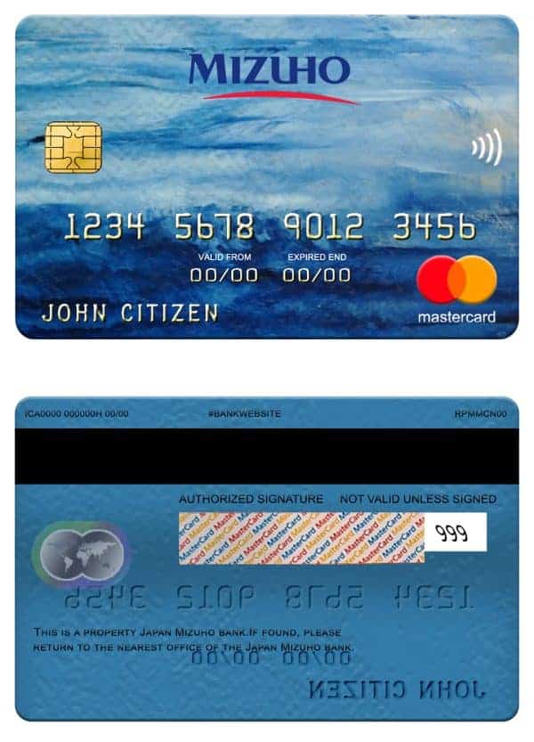 Japan Mizuho bank mastercard Fillable Japan Mizuho bank mastercard Templates