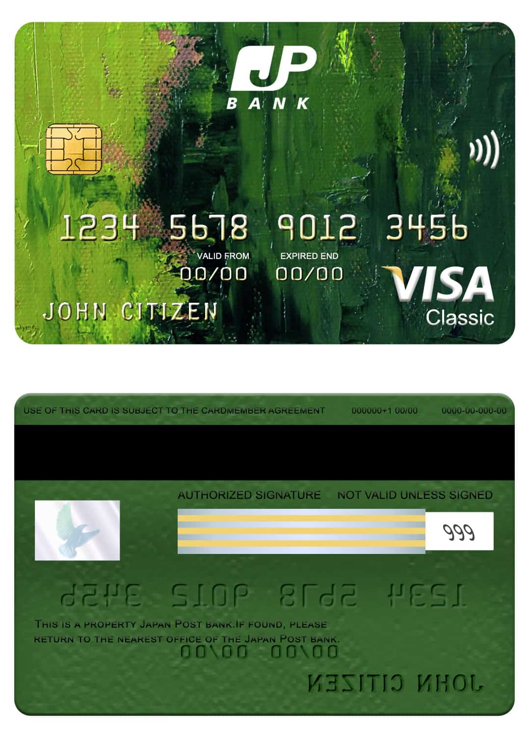 Japan Post bank visa classic card Editable Japan Post bank visa classic card Templates